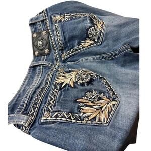 Miss Me Jeans 28 Womens Blue Boot Cut Denim Low Rise Studded Y2K Medium Wash